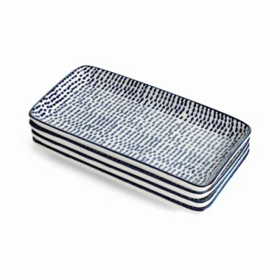 Napa Home & Garden Stria Speckled 8" Trays, Set Of 4 In Blue