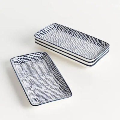 Napa Home & Garden Stria Speckled 8" Trays, Set Of 4 In Blue