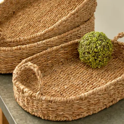 Napa Home & Garden Seagrass Oval Trays, Set Of 3 In Brown
