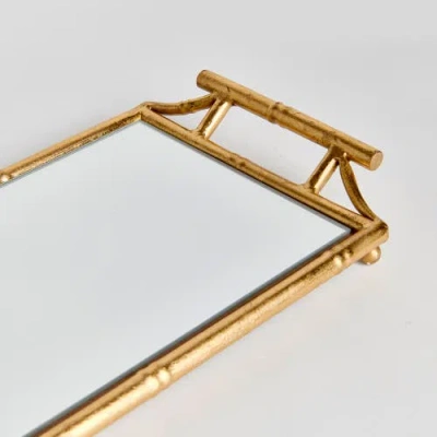 Napa Home & Garden Daphne Narrow Decorative Mirrored Tray With Handles In Gold