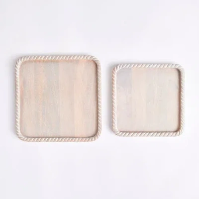 Napa Home & Garden Set Of 2 Langley Square Trays In White