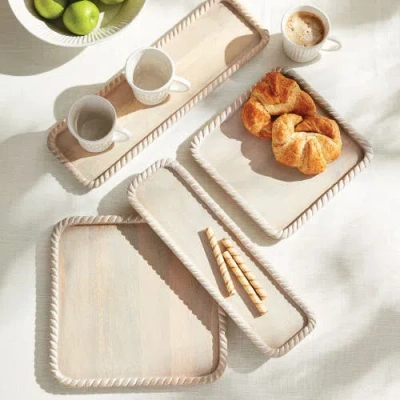 Napa Home & Garden Set Of 2 Langley Square Trays In White