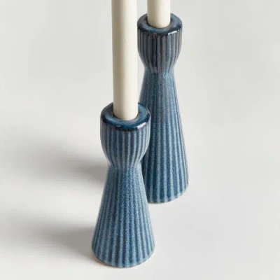 Napa Home & Garden Lesley Blue Taper Holders, Set Of 2 In Blue