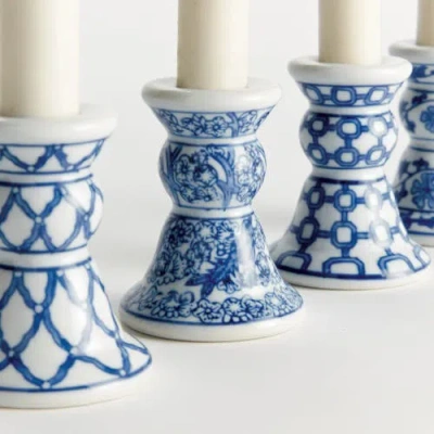 Napa Home & Garden Barclay Butera Dynasty Mini Taper Holders, Set Of 4 In Blue