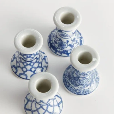 Napa Home & Garden Barclay Butera Dynasty Mini Taper Holders, Set Of 4 In Blue