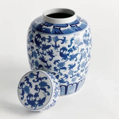 Napa Home & Garden Barclay Butera Dynasty Blossom Lidded Jar In Blue