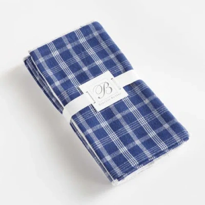 Napa Home & Garden Barclay Butera Oakwood Plaid Cotton Handwoven Dinner Napkins Set Of 4 In Blue