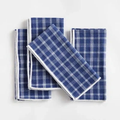 Napa Home & Garden Barclay Butera Oakwood Plaid Cotton Handwoven Dinner Napkins Set Of 4 In Blue
