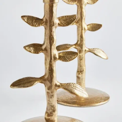 Napa Home & Garden Brier Taper Candle Holders Set Of 2 In Gold