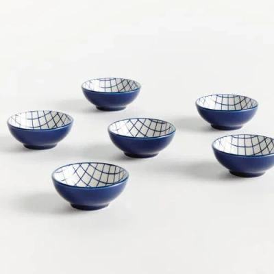 Napa Home & Garden Stria Grid Dip Bowls, Set Of 6 In Blue