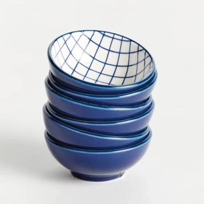 Napa Home & Garden Stria Grid Dip Bowls, Set Of 6 In Blue