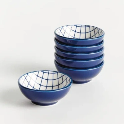 Napa Home & Garden Stria Grid Dip Bowls, Set Of 6 In Blue