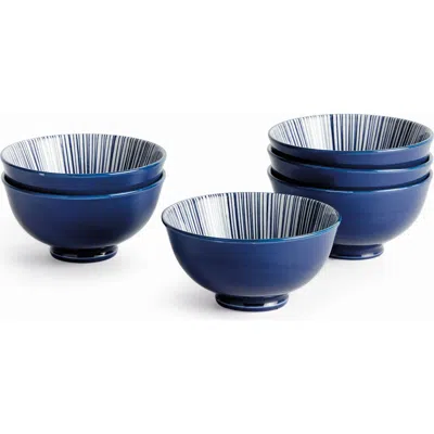 Napa Home & Garden Stria 4.75" Bowls, Set Of 6 In Blue