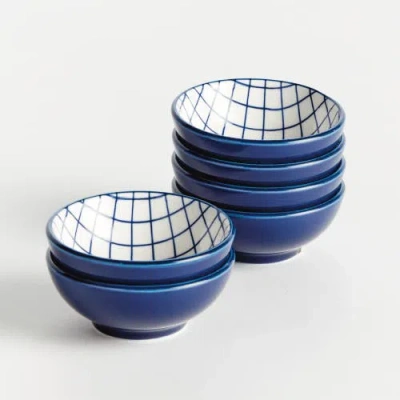 Napa Home & Garden Stria Grid Dip Bowls, Set Of 6 In Blue