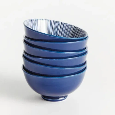 Napa Home & Garden Stria 4.75" Bowls, Set Of 6 In Blue