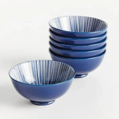 Napa Home & Garden Stria 4.75" Bowls, Set Of 6 In Blue