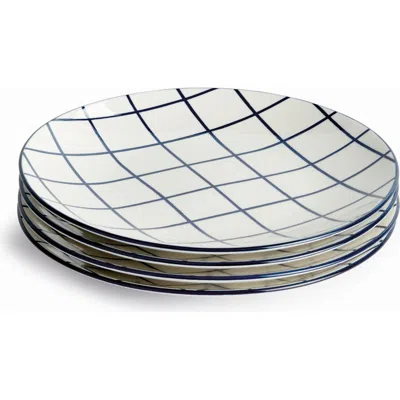 Napa Home & Garden Stria 8.5" Plates, Set Of 4 In White