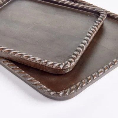 Napa Home & Garden Set Of 2 Langley Square Trays In Brown