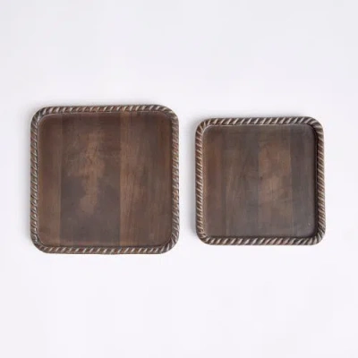 Napa Home & Garden Set Of 2 Langley Square Trays In Brown