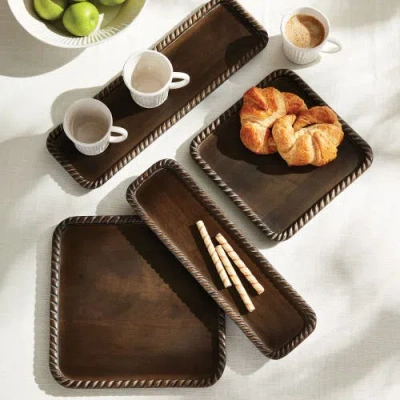 Napa Home & Garden Set Of 2 Langley Square Trays In Brown