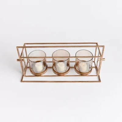 Napa Home & Garden Wesley 3-candle Hurricane In Gold