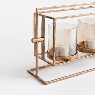 Napa Home & Garden Wesley 3-candle Hurricane In Gold