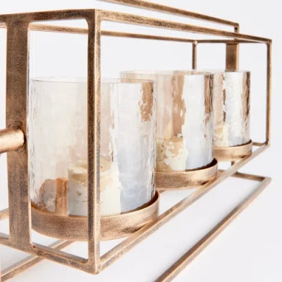 Napa Home & Garden Wesley 3-candle Hurricane In Gold