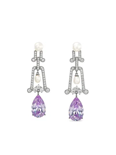 Anabela Chan Rhodium Vermeil Moderne Multi-stone Earrings In Metallic