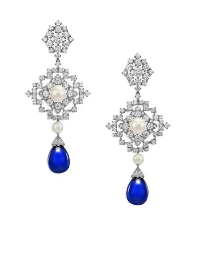 Anabela Chan 14k White Gold And Rhodium Vermeil Pixelise Multi-stone Earrings In Multi