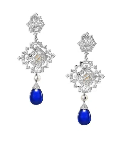 Anabela Chan 14k White Gold And Rhodium Vermeil Pixelise Multi-stone Earrings In Multi