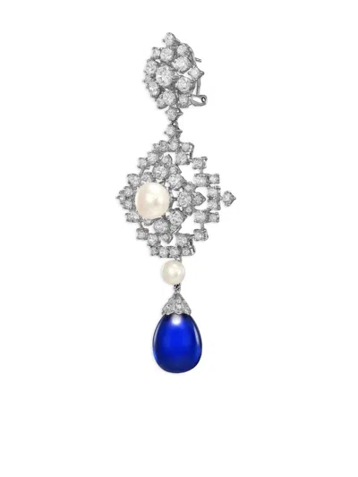 Anabela Chan 14k White Gold And Rhodium Vermeil Pixelise Multi-stone Earrings In Multi