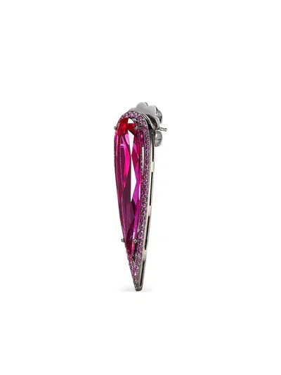 Anabela Chan 14k White Gold And Black Rhodium Vermeil Glimmer Ruby Earrings In Pink
