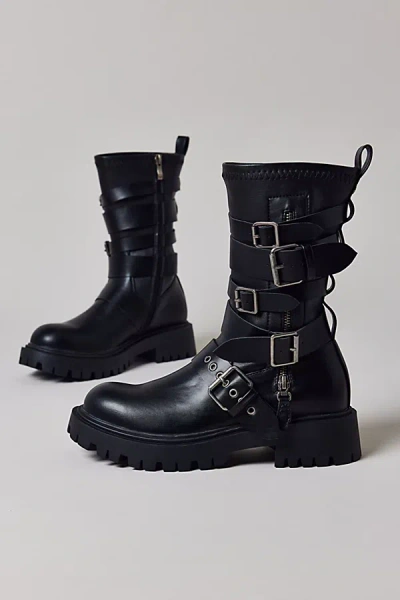 Azalea Wang Spridy Buckled Combat Boot In Black
