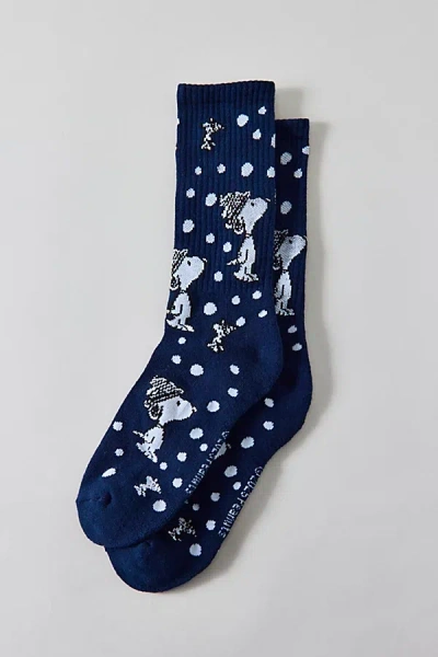 Urban Outfitters Peanuts Snoopy Snowflake Crew Sock In Navy, Men's At  In Blue