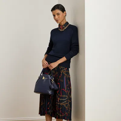 Ralph Lauren Women's Belting-print Pleated Midi Skirt In Multi