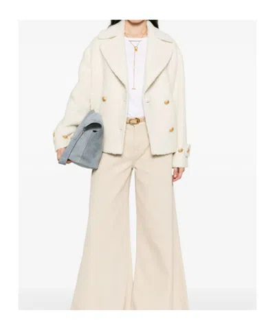 Tagliatore Short Cream Alpaca-blend Coat In Pink