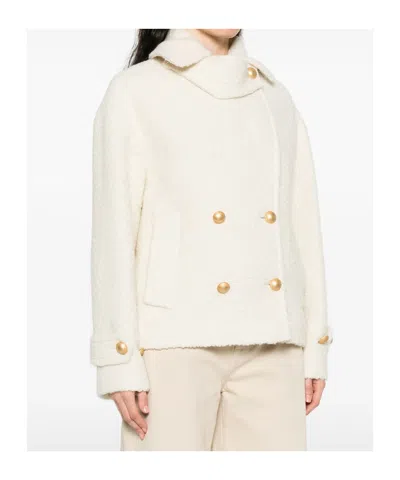 Tagliatore Short Cream Alpaca-blend Coat In Pink