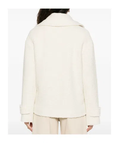 Tagliatore Short Cream Alpaca-blend Coat In Pink