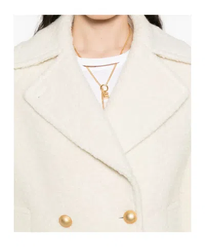 Tagliatore Short Cream Alpaca-blend Coat In Pink