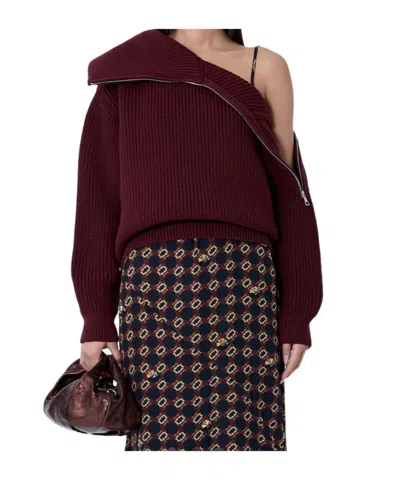 Dries Van Noten Women Zip-collar Sweater In Brown