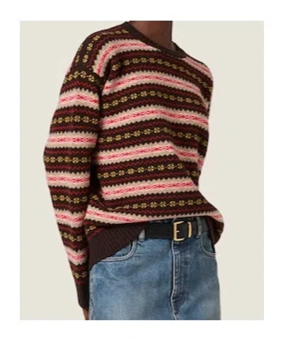 Miu Miu Embroidered Wool Oversize Sweater In Brown