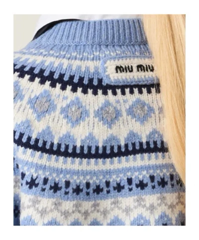 Miu Miu Wool Crew-neck Sweater In Blue