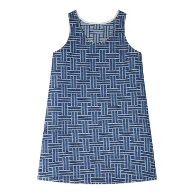 Kenzo Weave Pattern Denim Dress In Multi