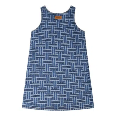 Kenzo Weave Pattern Denim Dress In Multi