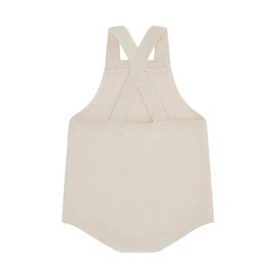 Marie Chantal Infant Mc Embroidered Cashmere Sparkle Romper In Neutral