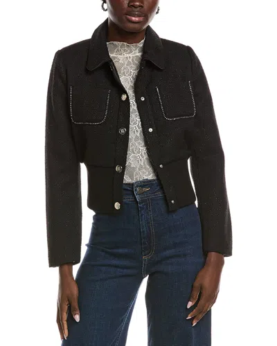 Maje Tweed Jacket In Black