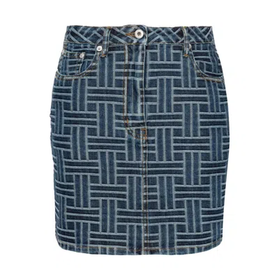 Kenzo Womens Weave Miniskirt In Japanese Denim In Multi