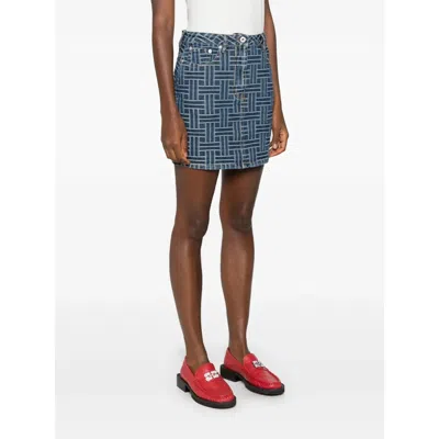 Kenzo Womens Weave Miniskirt In Japanese Denim In Multi