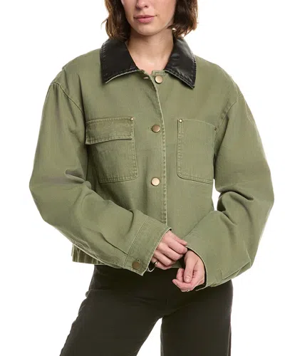 Elan Vegan Leather Jacket In Green
