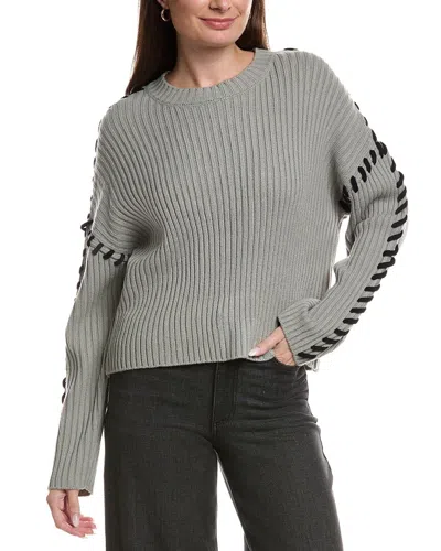 Theo And Spence Ribbed Whipstitch Sweater In Gray